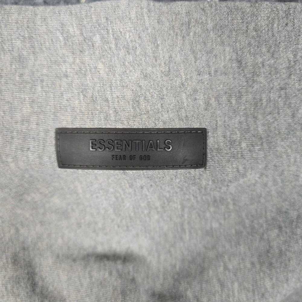 Fear of God Essentials Hoodie Mens Size Small Dark Oatmeal Gray Sweatshirt FLAW
